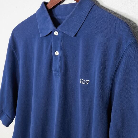 Vineyard Vines Men’s Polo Shirt Navy Whale Logo Golf Coastal Preppy Size Large - Picture 3 of 8
